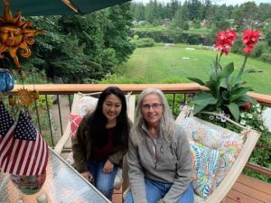 Author Janine with a happy client